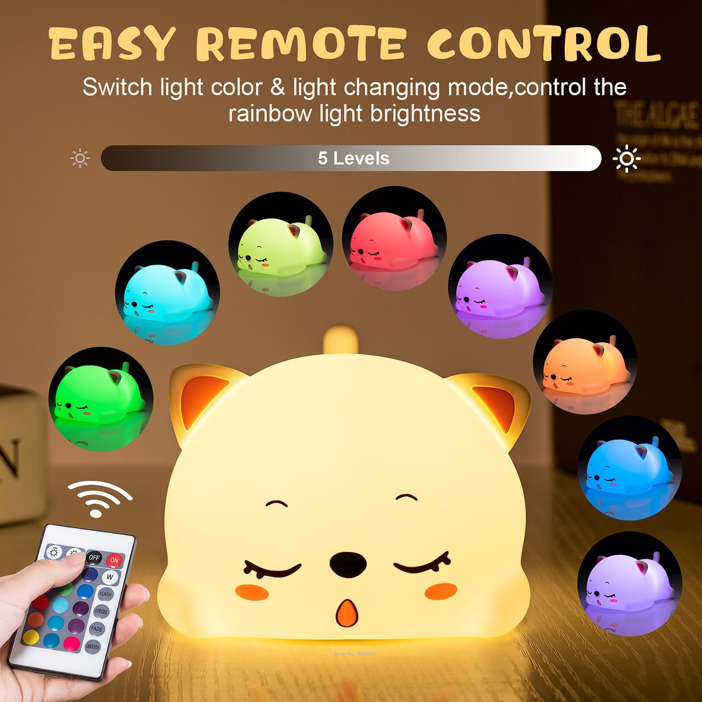 Katze LED Nachtlicht Berührungssensor Fernbedienung Bunte Silikon USB Wiederaufladbare Schlafzimmer Nachttischlampe für Kinder Baby Geschenk
