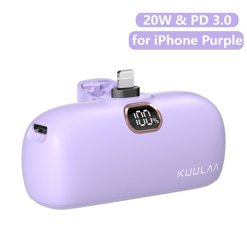 Mini tragbare Powerbank 5000mAh, PowerBank QC PD Schnelles Aufladen für iPhone 14, 13, 12