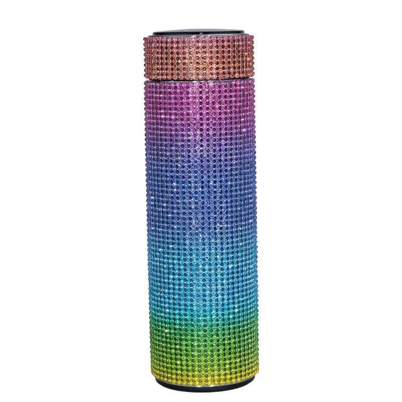 480 ml Smart Diamond Thermosflasche Temperaturanzeige Edelstahl Wasserflasche für Mädchen, Kaffeetasse Thermosbecher Erwachsenes Geschenk