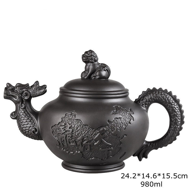 Große Kapazität handgefertigte Teekannen Yixing Lila Ton, Exquisite, handgefertigte, berühmte, chinesische Yixing-Teekanne und Tassen-Set