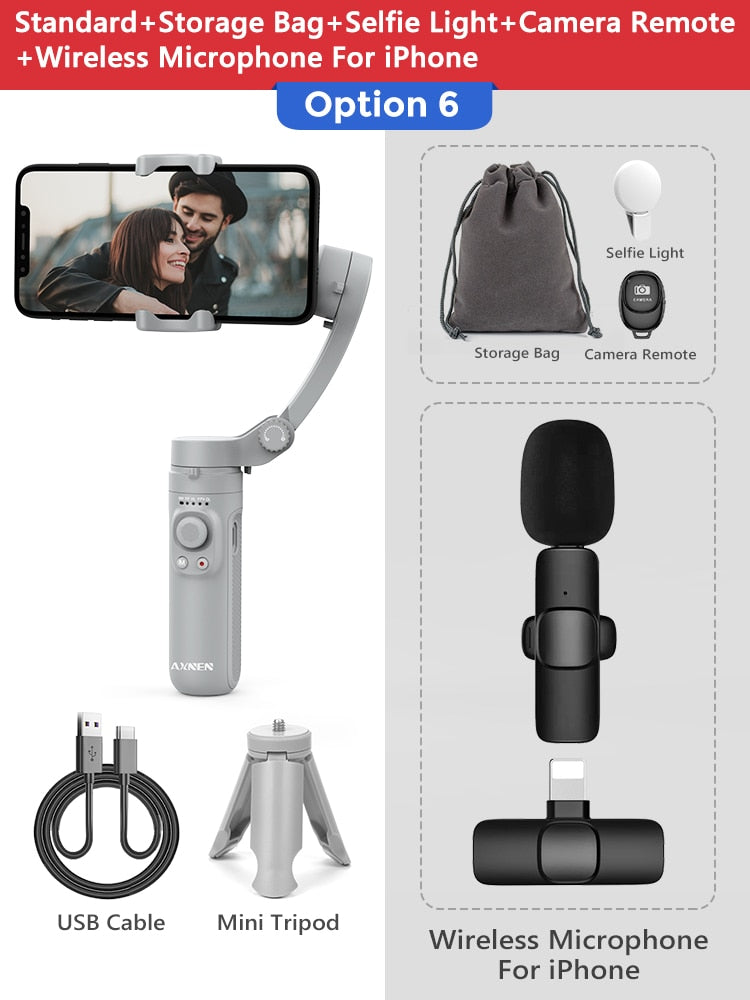 AXNEN HQ3 3-Achsen faltbar Smartphone, Handheld Gimbal für Handy Videoaufnahme Vlog Stabilisator für Smartphone