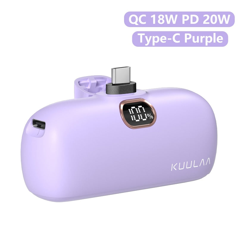 Mini tragbare Powerbank 5000mAh, PowerBank QC PD Schnelles Aufladen für iPhone 14, 13, 12