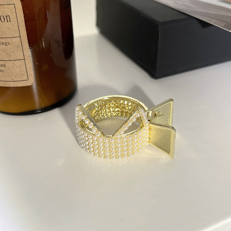 2022 Neue Perle Strass Haarkrallen für Mädchen / Damen, Hohe Pferdeschwanz, Clip Feste Haarnadel