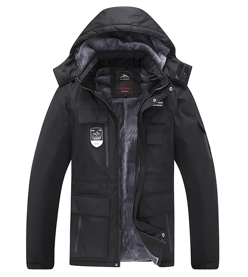 Winter Herren Fleece Jacke, Wasserdichte dicke warme große Größe 7XL 8XL