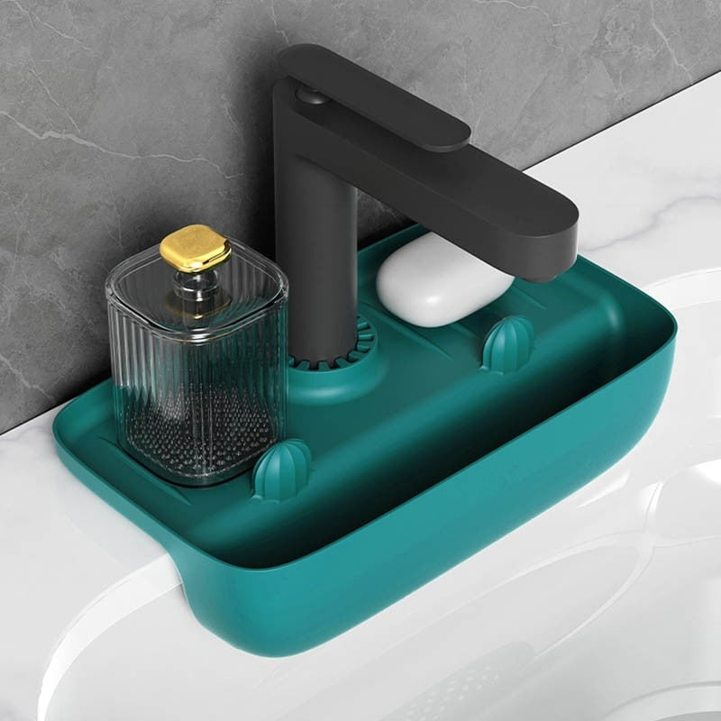 Spülenständer für Spülbecken, Seifenspender, Schwamm, Ablaufkissen, Waschbecken
