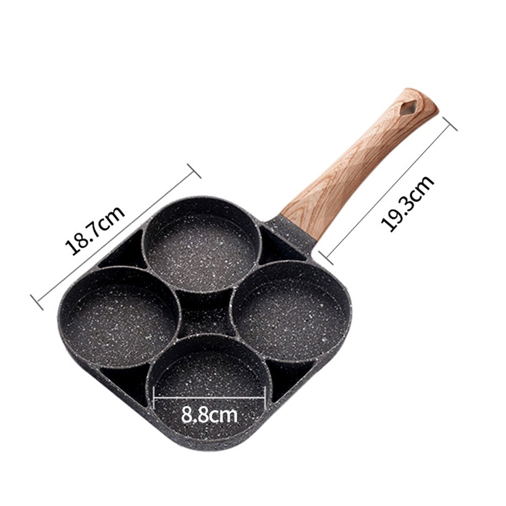 Vier-Loch-Bratpfanne, Verdickte Omelett-Pfanne, Antihaft-Ei-Pfannkuchen-Steak-Pfanne