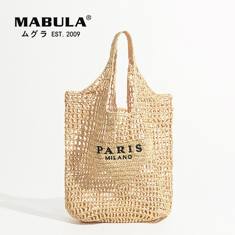 Luxus Design Frauen Geflochtene Bast Stroh Tasche Große Kapazität, Sommer Strandurlaub Schultertasche