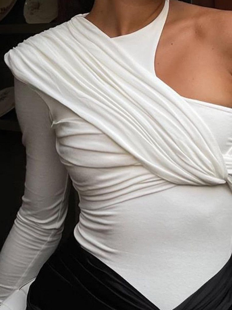 Kryptographische Sexy Backless Schulter Twist Bodys, Hohe Taille Body Club Party Streetwear