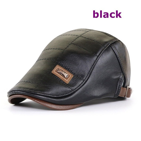Herren Top Level Leder Newsboy Cap, Winter Herbst Warme Schiebermützen, Vintage Man Boinas Gatsby Hüte