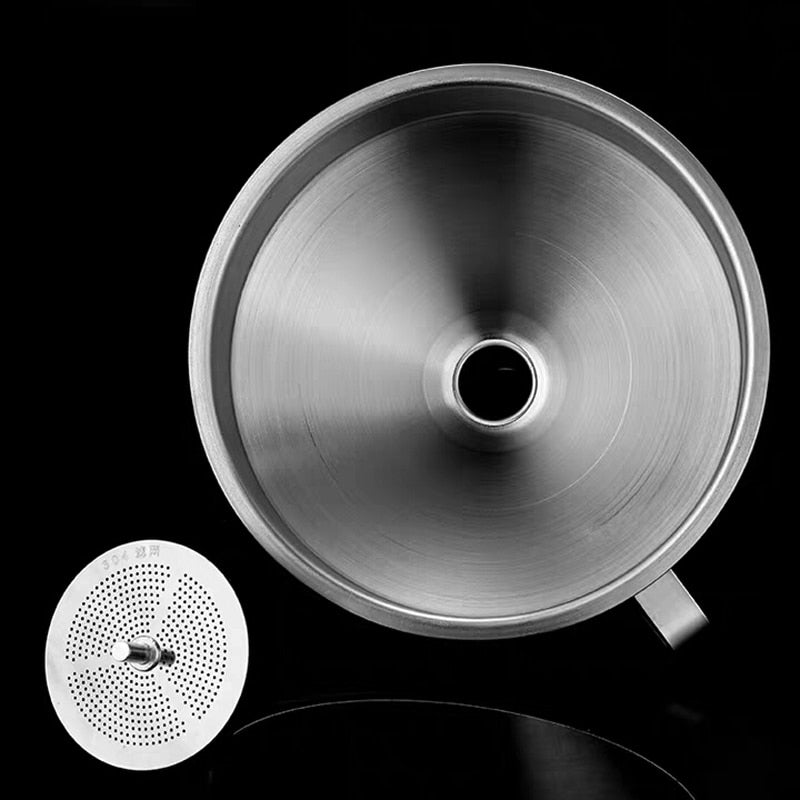 Edelstahltrichter Großer Küchentrichter Kochöltrichter aus Metall mit abnehmbarem Siebfilter für flüssiges Öl