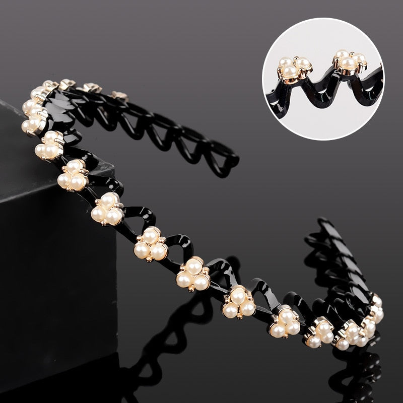 Mode Perle Nicht-Slip Strass elastische Haarbänder, Haarzubehör, Kopfschmuck