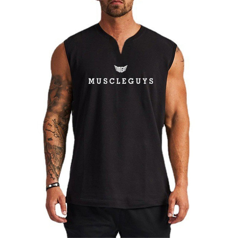Kompression ärmelloses Herren Tanktop Trainingsweste mit V-Ausschnitt