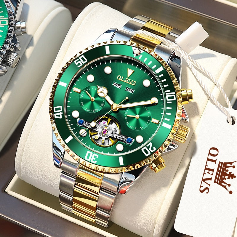 Herren Edelstahl Mechanische Uhr, Automatikuhr Luxus Wasserdichte Sport Herrenuhr