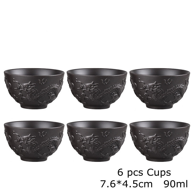 Große Kapazität handgefertigte Teekannen Yixing Lila Ton, Exquisite, handgefertigte, berühmte, chinesische Yixing-Teekanne und Tassen-Set