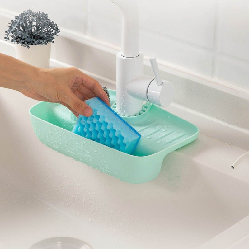 Spülenständer für Spülbecken, Seifenspender, Schwamm, Ablaufkissen, Waschbecken