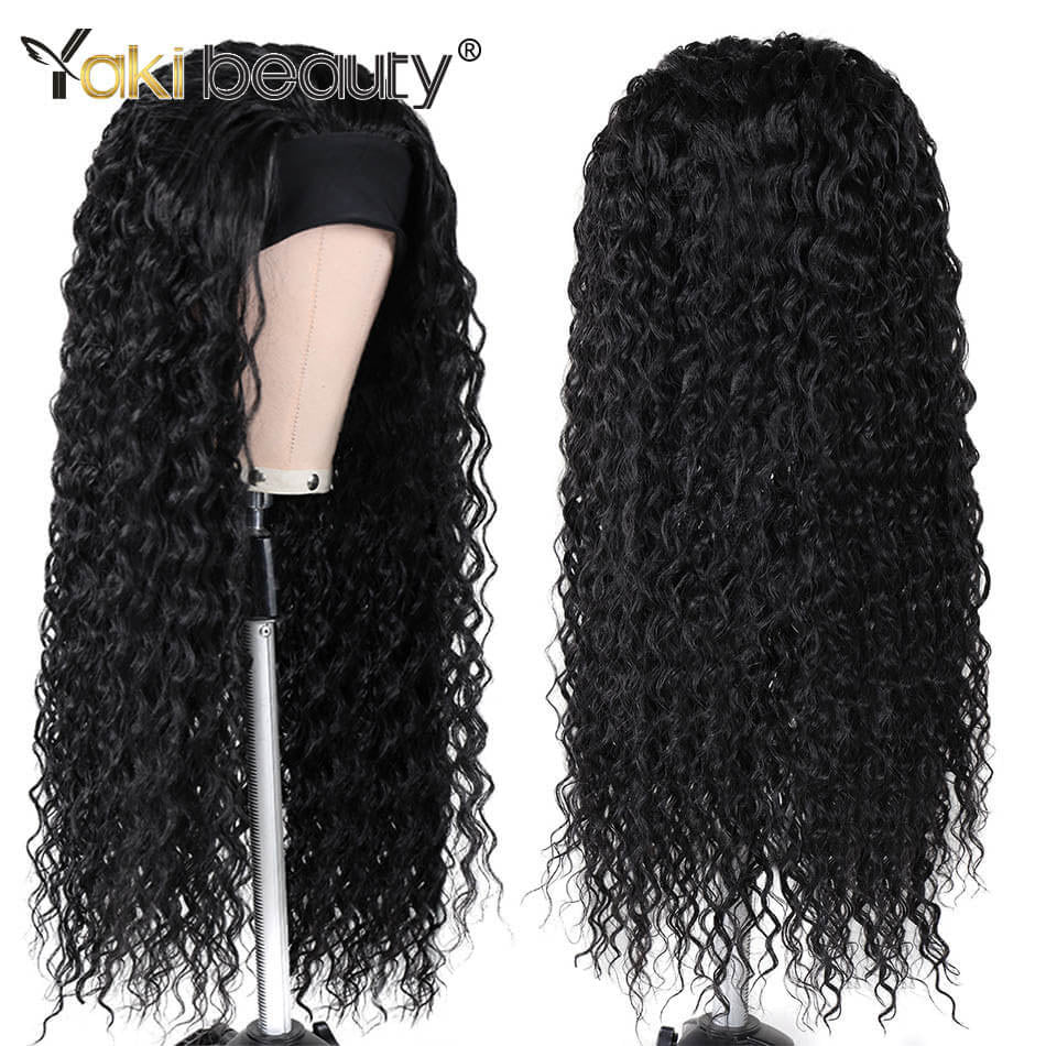28 Zoll lange Afro Kinky Curly Stirnband Perücken, Synthetische Eis Stirnband Perücke für schwarze Frauen