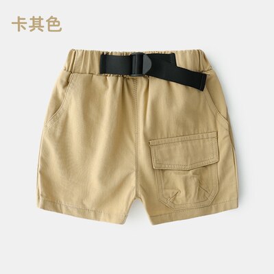 Sommer 3-10 Jahre Baumwolle Marineblau Jungen Kurzhose mit Ledergürtel