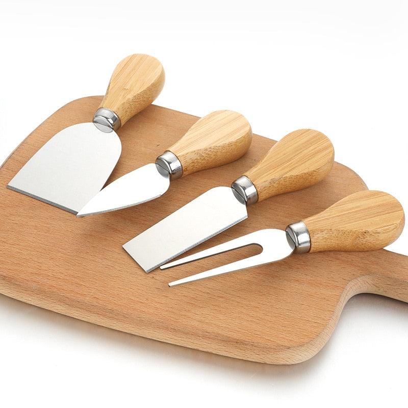 4 teile/satz Holzgriff Messer Sets, Eiche Bambus Käseschneider
