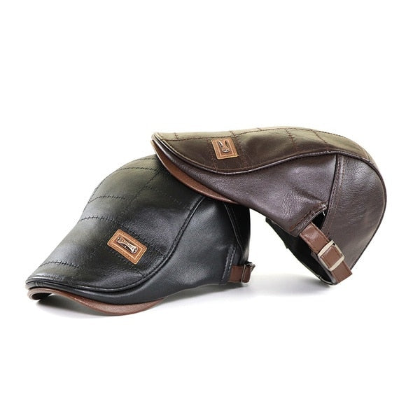 Herren Top Level Leder Newsboy Cap, Winter Herbst Warme Schiebermützen, Vintage Man Boinas Gatsby Hüte
