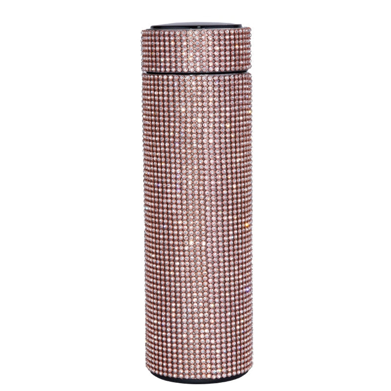 480 ml Smart Diamond Thermosflasche Temperaturanzeige Edelstahl Wasserflasche für Mädchen, Kaffeetasse Thermosbecher Erwachsenes Geschenk