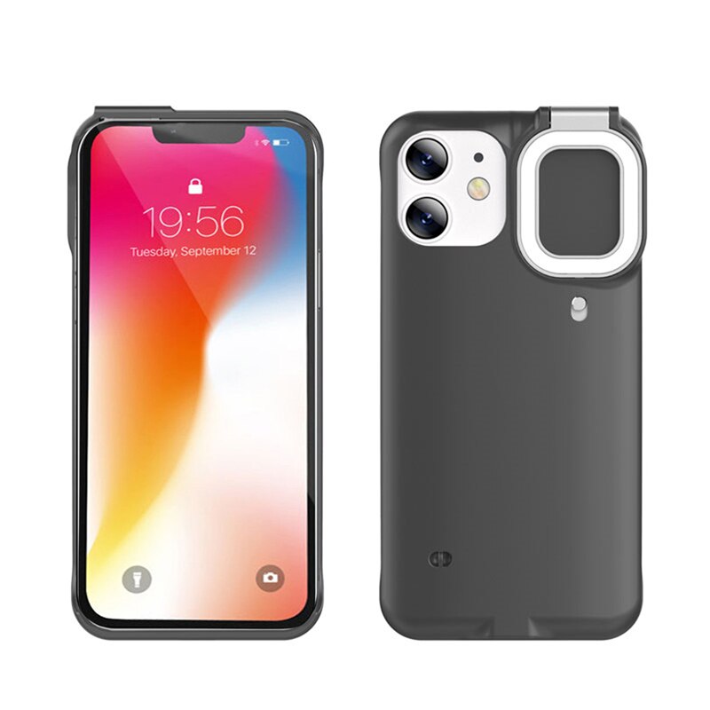 Selfie Beauty Ring Flash Phone Case für iPhone 12 Pro Max, 11, Hüllen mit LED, Selfie Light Portable Protective Back Cover