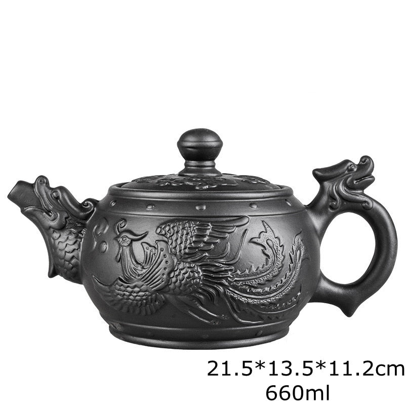 Große Kapazität handgefertigte Teekannen Yixing Lila Ton, Exquisite, handgefertigte, berühmte, chinesische Yixing-Teekanne und Tassen-Set