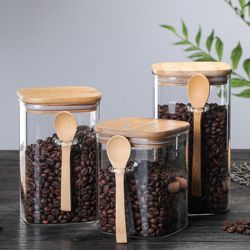 800–1200 ml versiegeltes Glas, Vorratsbehälter für Gewürz, Teebox oder Kaffeebohnen