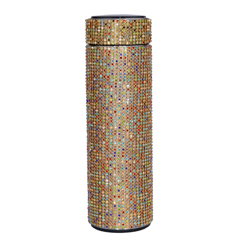 480 ml Smart Diamond Thermosflasche Temperaturanzeige Edelstahl Wasserflasche für Mädchen, Kaffeetasse Thermosbecher Erwachsenes Geschenk