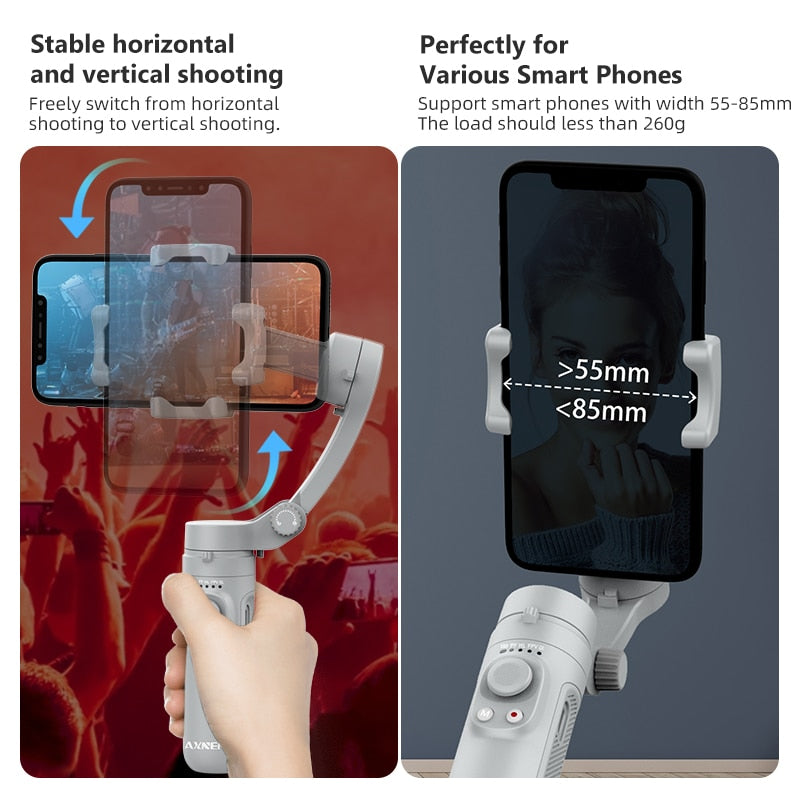 AXNEN HQ3 3-Achsen faltbar Smartphone, Handheld Gimbal für Handy Videoaufnahme Vlog Stabilisator für Smartphone