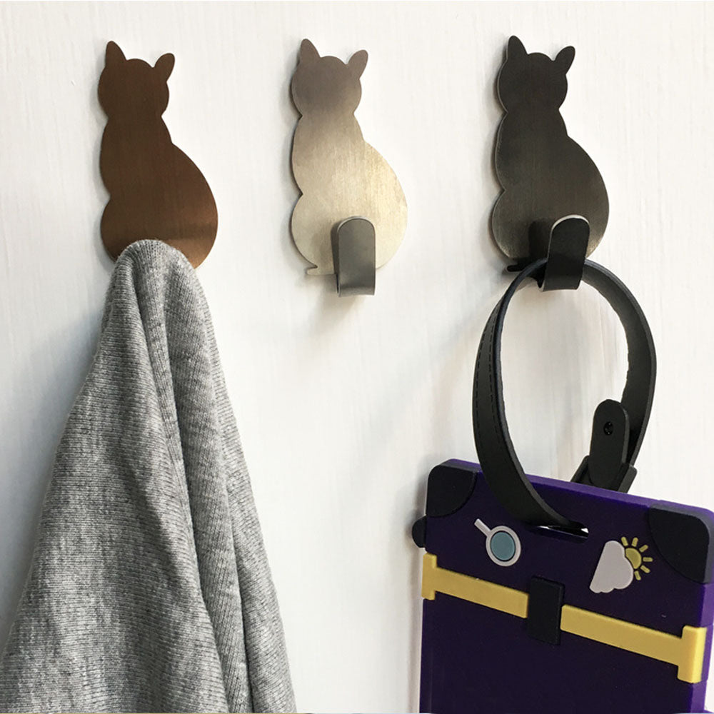 2 Stück selbstklebende Wandhaken mit Katzenmuster, für Badezimmer, Küche, zum Aufkleben an der Wand