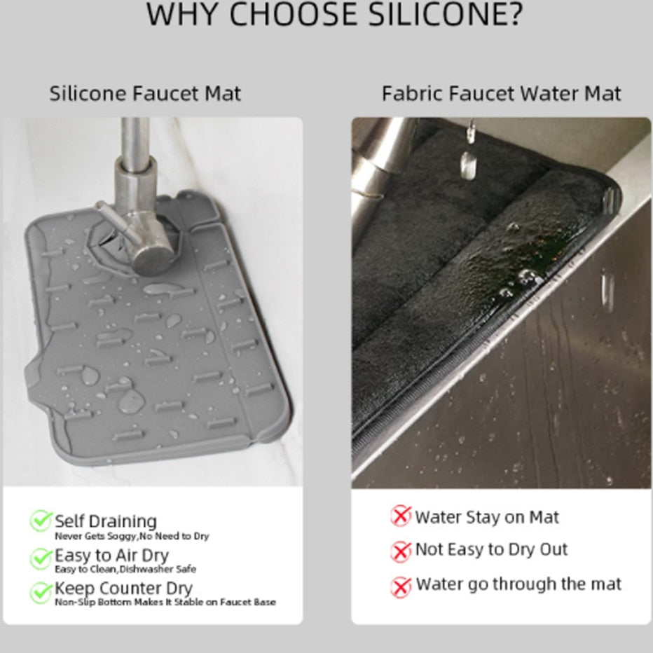 Küchen-Silikon-Wasserhahn-Matte, saugfähige Matte, Waschbecken-Spritzschutz, Ablaufkissen, doppelseitige Verwendung