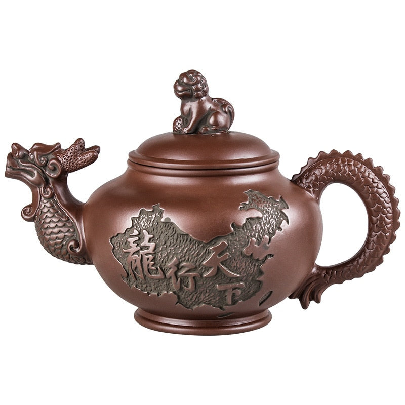Große Kapazität handgefertigte Teekannen Yixing Lila Ton, Exquisite, handgefertigte, berühmte, chinesische Yixing-Teekanne und Tassen-Set