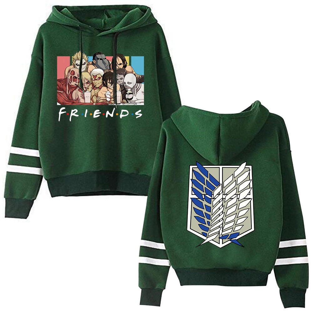 Attack on Titan Langärmliges gestreiftes Kapuzen-Sweatshirt Pullover