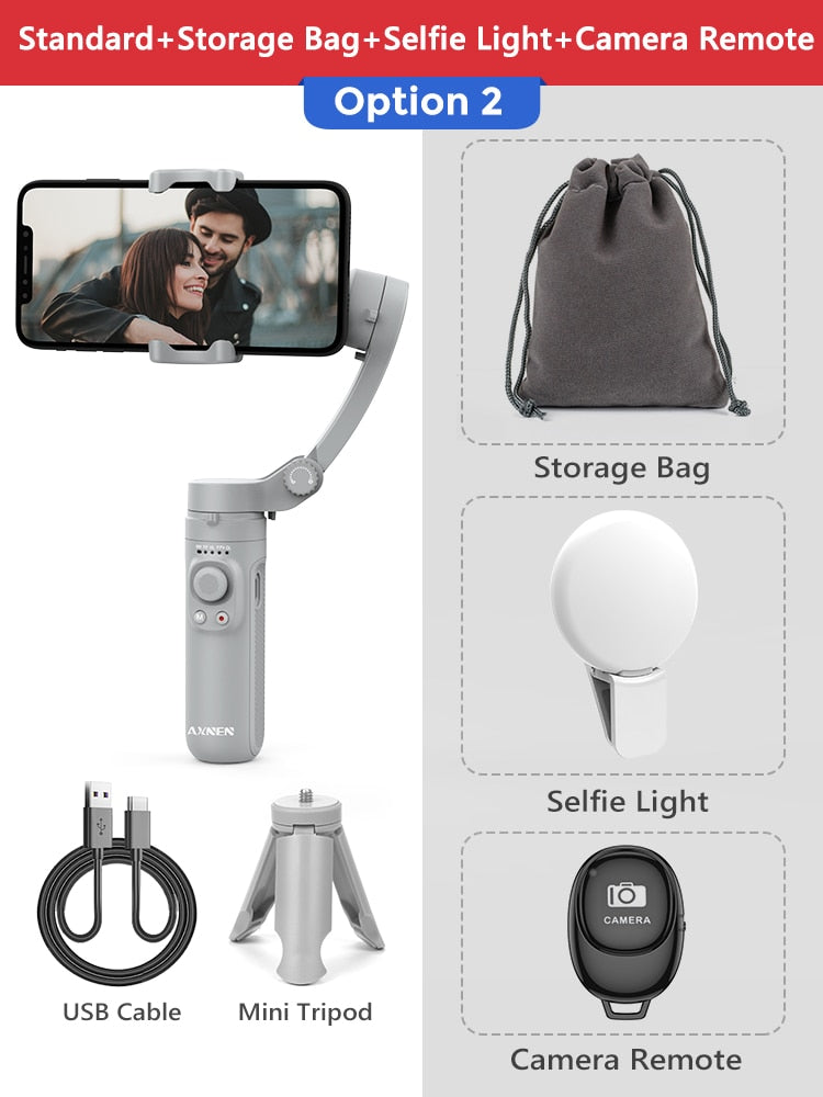 AXNEN HQ3 3-Achsen faltbar Smartphone, Handheld Gimbal für Handy Videoaufnahme Vlog Stabilisator für Smartphone