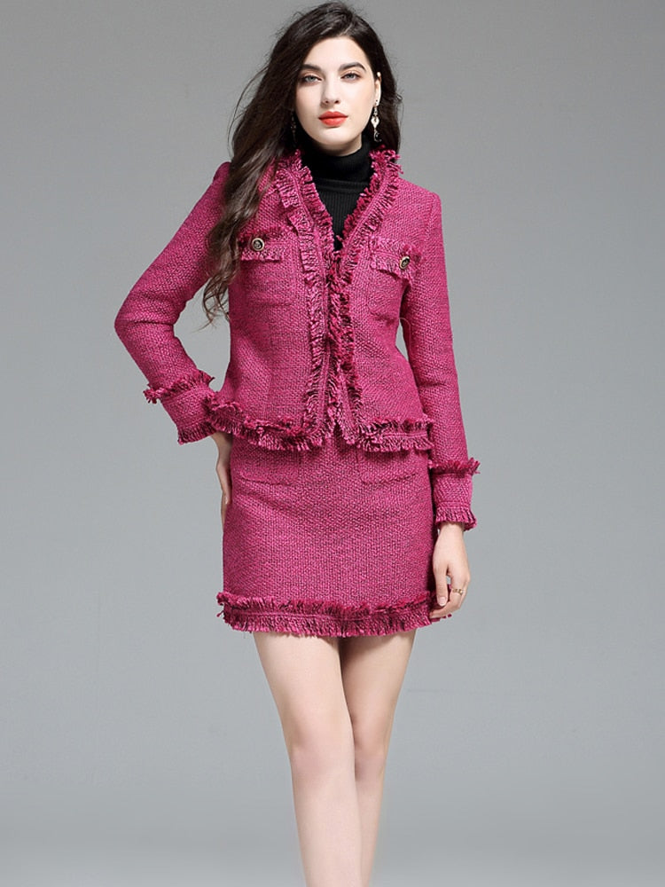Elegante Damenkleid Anzug, Jacke und Rock, 2-Stück passende Sets für jeden Anlass