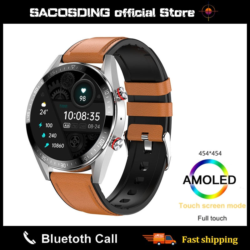 2022 neue 454 * 454-Bildschirm-Smartwatch zeigt immer die Uhrzeit an Bluetooth-Anruf, Lokale Musik-Smartwatch für Herren, Android-TWS-Kopfhörer