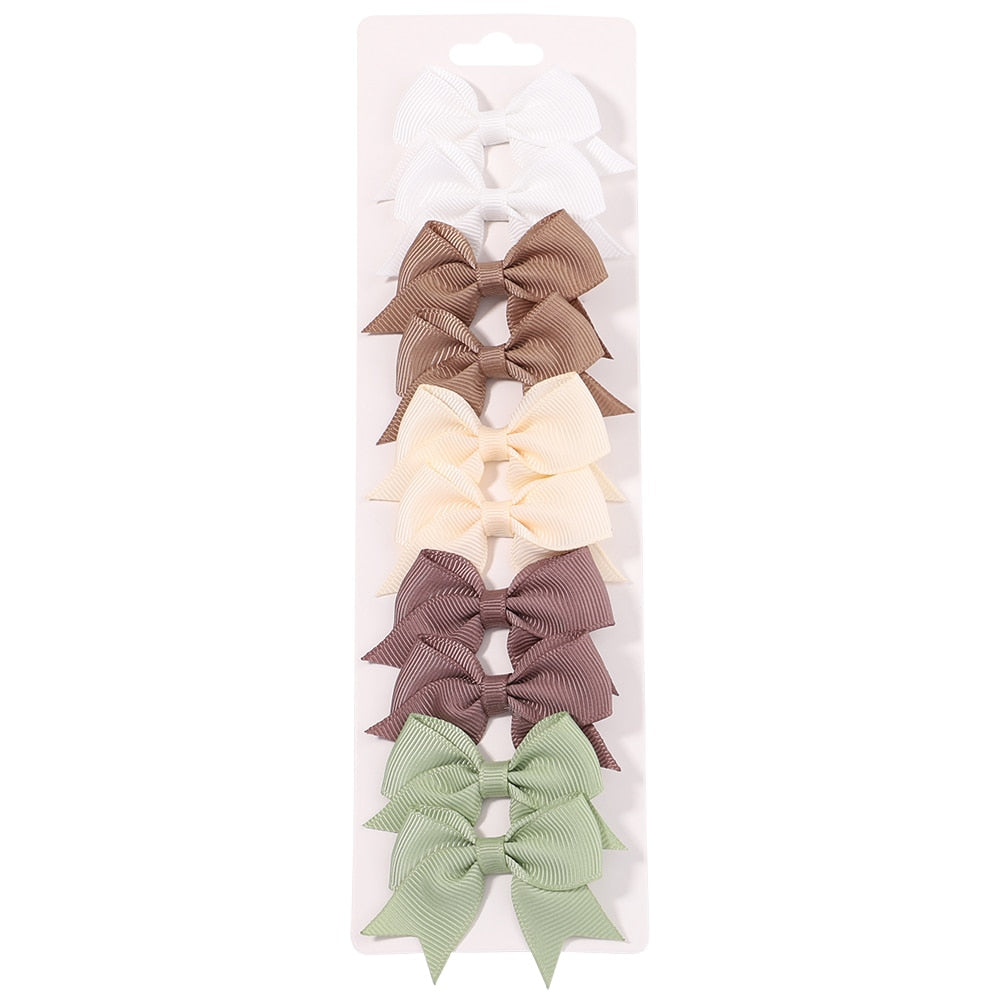 10Pcs/Set neue solide Band Bowknot Haarspangen für Baby Mädchen, handgemachte niedliche HaarnadelsBögen