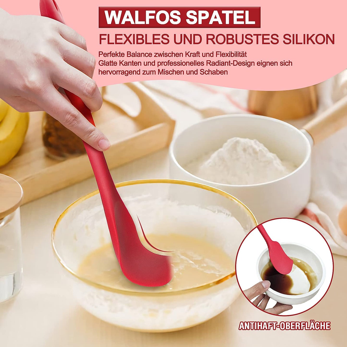 Antihaft-Silikon-Spachtel, Walfos 5 Teile/Set Hitzebeständige Silikon-Spachtel