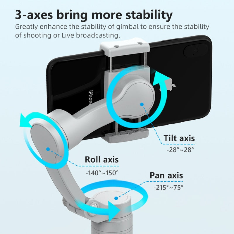 AXNEN HQ3 3-Achsen faltbar Smartphone, Handheld Gimbal für Handy Videoaufnahme Vlog Stabilisator für Smartphone