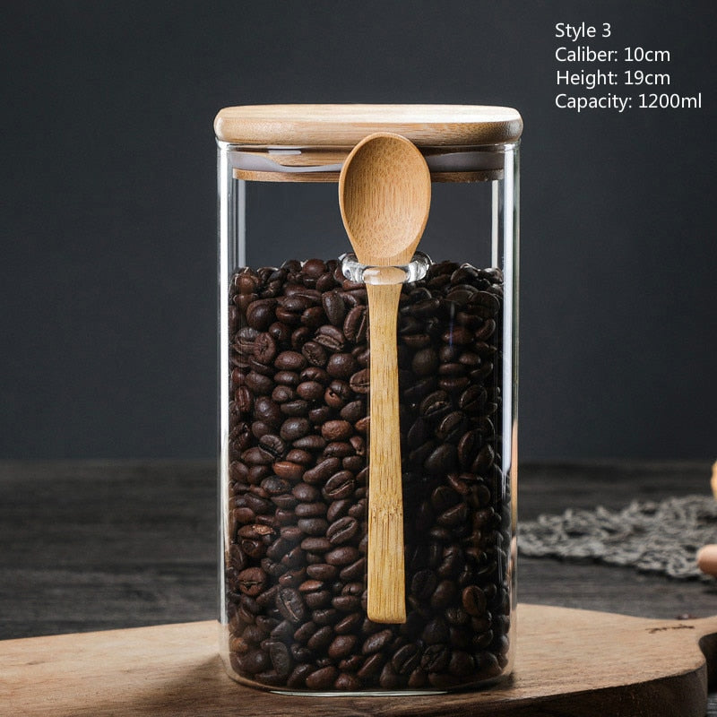 800–1200 ml versiegeltes Glas, Vorratsbehälter für Gewürz, Teebox oder Kaffeebohnen