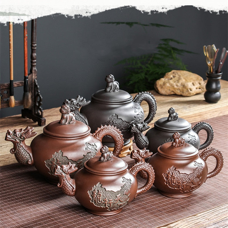 Große Kapazität handgefertigte Teekannen Yixing Lila Ton, Exquisite, handgefertigte, berühmte, chinesische Yixing-Teekanne und Tassen-Set