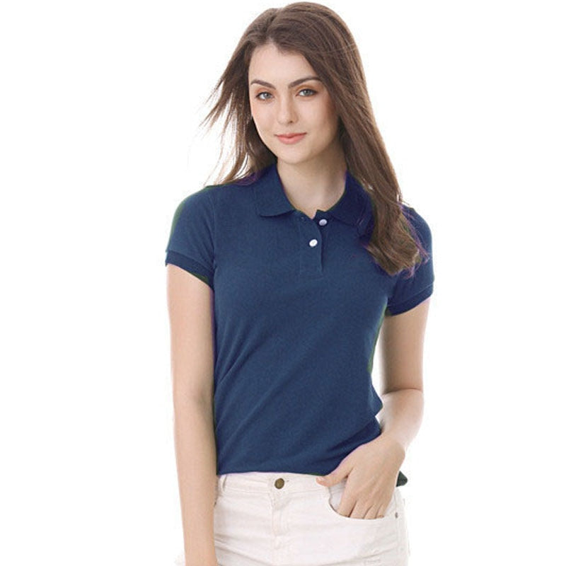 Mehrfarbiges Kurzarm Damen-POLO-Hemd, Sommeroberteile, elastischer Hemdkragen, 100 % Baumwolle