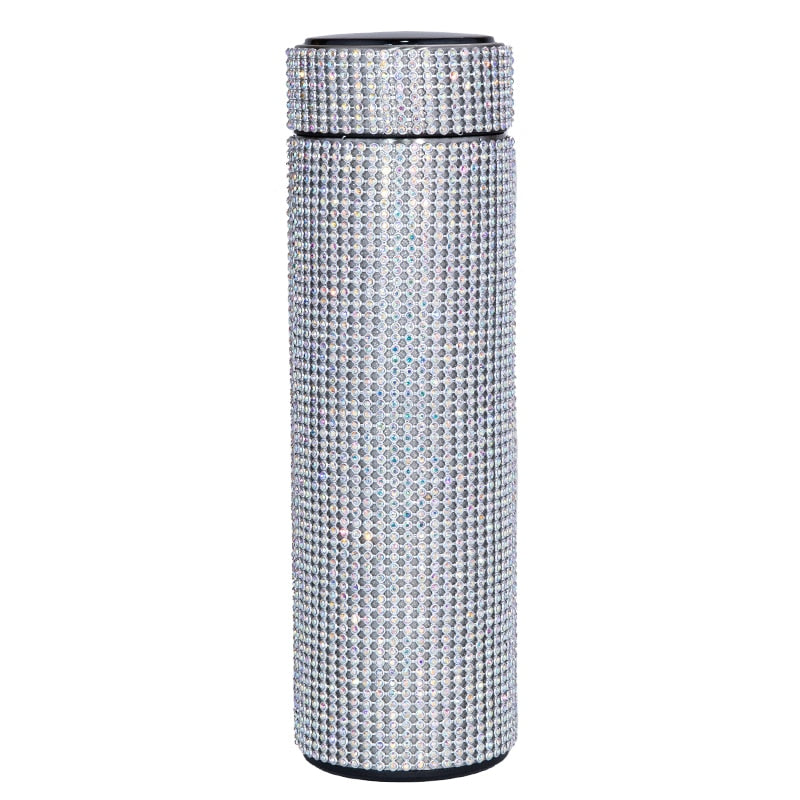 480 ml Smart Diamond Thermosflasche Temperaturanzeige Edelstahl Wasserflasche für Mädchen, Kaffeetasse Thermosbecher Erwachsenes Geschenk