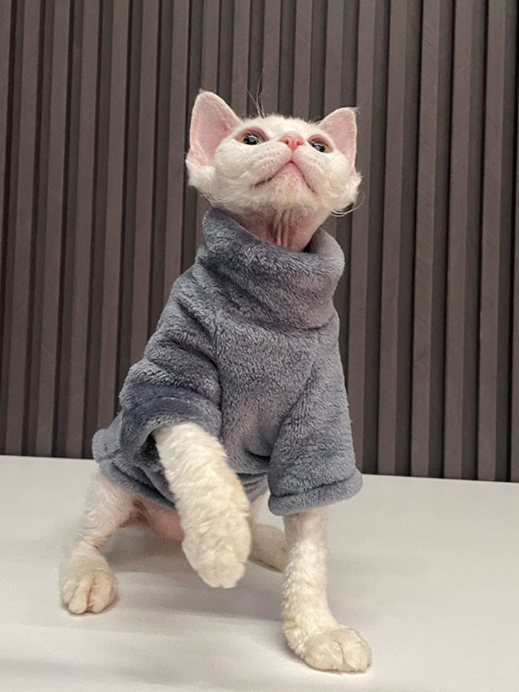 2022 Neue Haarlose Katze Pullover Winter Mode Verdickung Warme Sphynx Kleidung Zuhause Bequeme Winterhundekleidung für Kleine Hunde