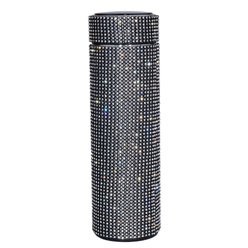 480 ml Smart Diamond Thermosflasche Temperaturanzeige Edelstahl Wasserflasche für Mädchen, Kaffeetasse Thermosbecher Erwachsenes Geschenk