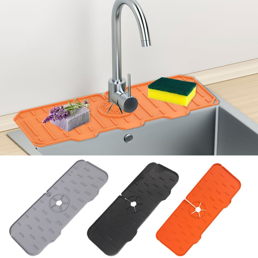 Silikon-Küchenarmatur-Matte für Spüle, faltbare Spülmatte, Wasserhahn, Spritzfänger, Badezimmer-Arbeitsplatten-Schutzmatte