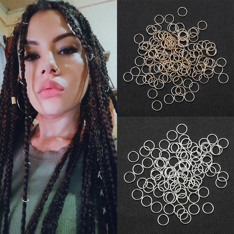 50Pcs/lot Mix Color Charms Hair Braid Dread Dreadlock Beads Clips Cuffs Rings Jewelry Dreadlock Clasps Accessories Hair Rings