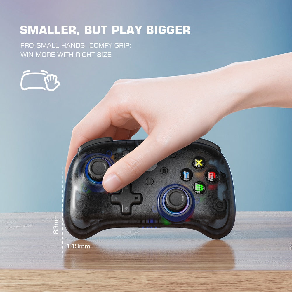 GameSir T4 Mini Bluetooth Controller Gamepad für Nintendo Switch, Apple Arcade und MFi Game Controller transluzent