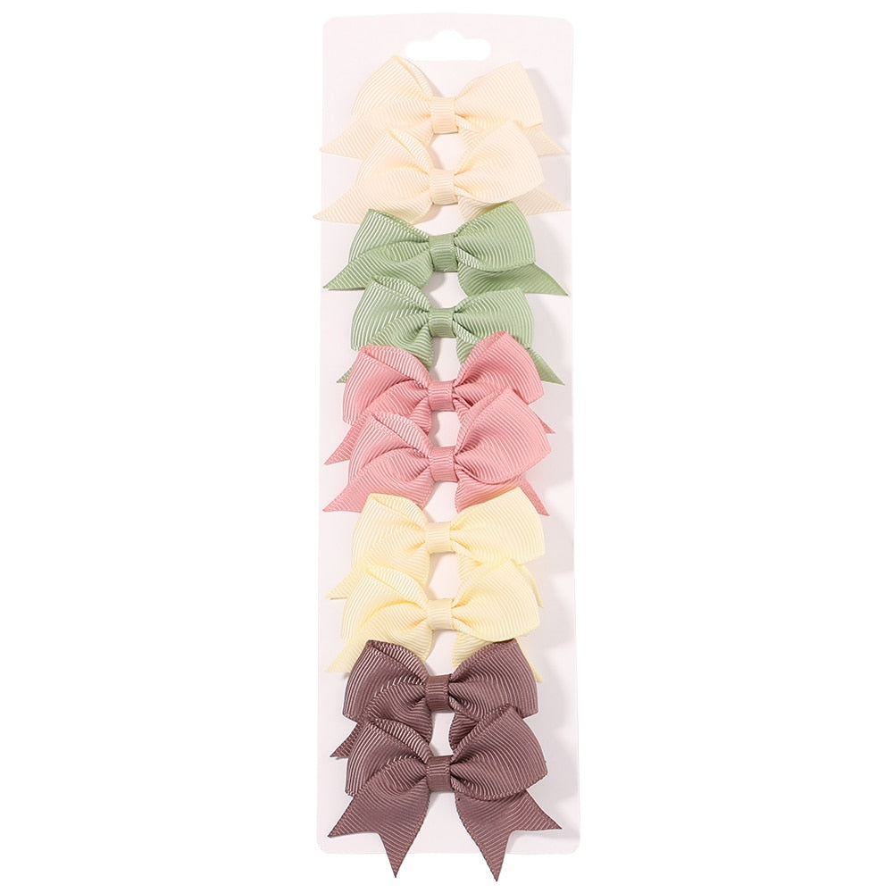 10Pcs/Set neue solide Band Bowknot Haarspangen für Baby Mädchen, handgemachte niedliche HaarnadelsBögen