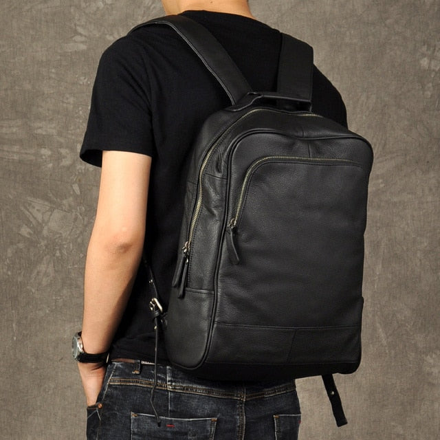 Retro Herren Head Rindsleder, Umhängetasche Leder handgefertigter Laptoprücksack